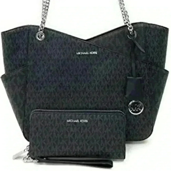 𝅺michael Kors Jet Set with Wallet Logo Shoulder Bag NEW - Picture 1 of 8